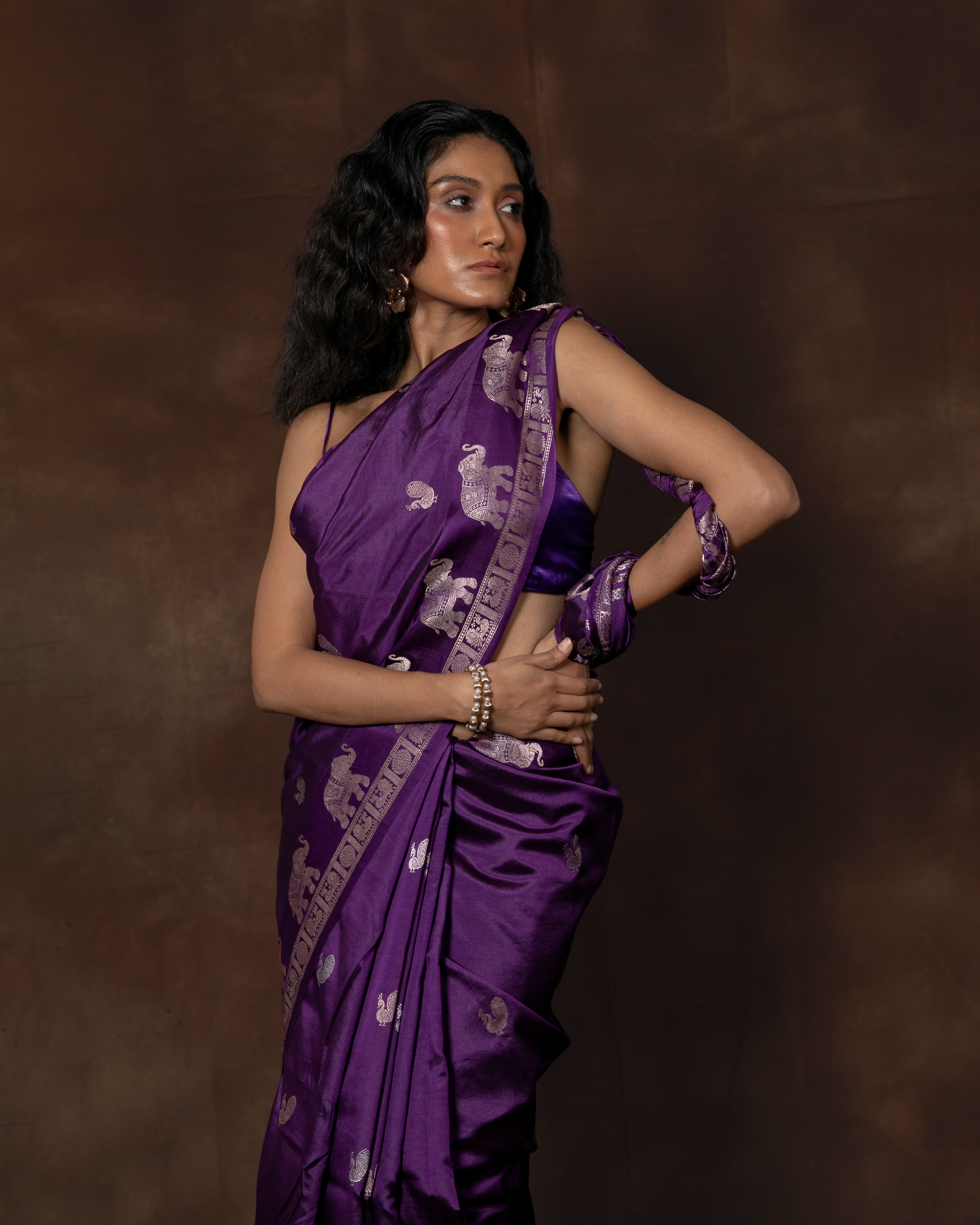 Purple Handwoven Banarasi Silk Saree