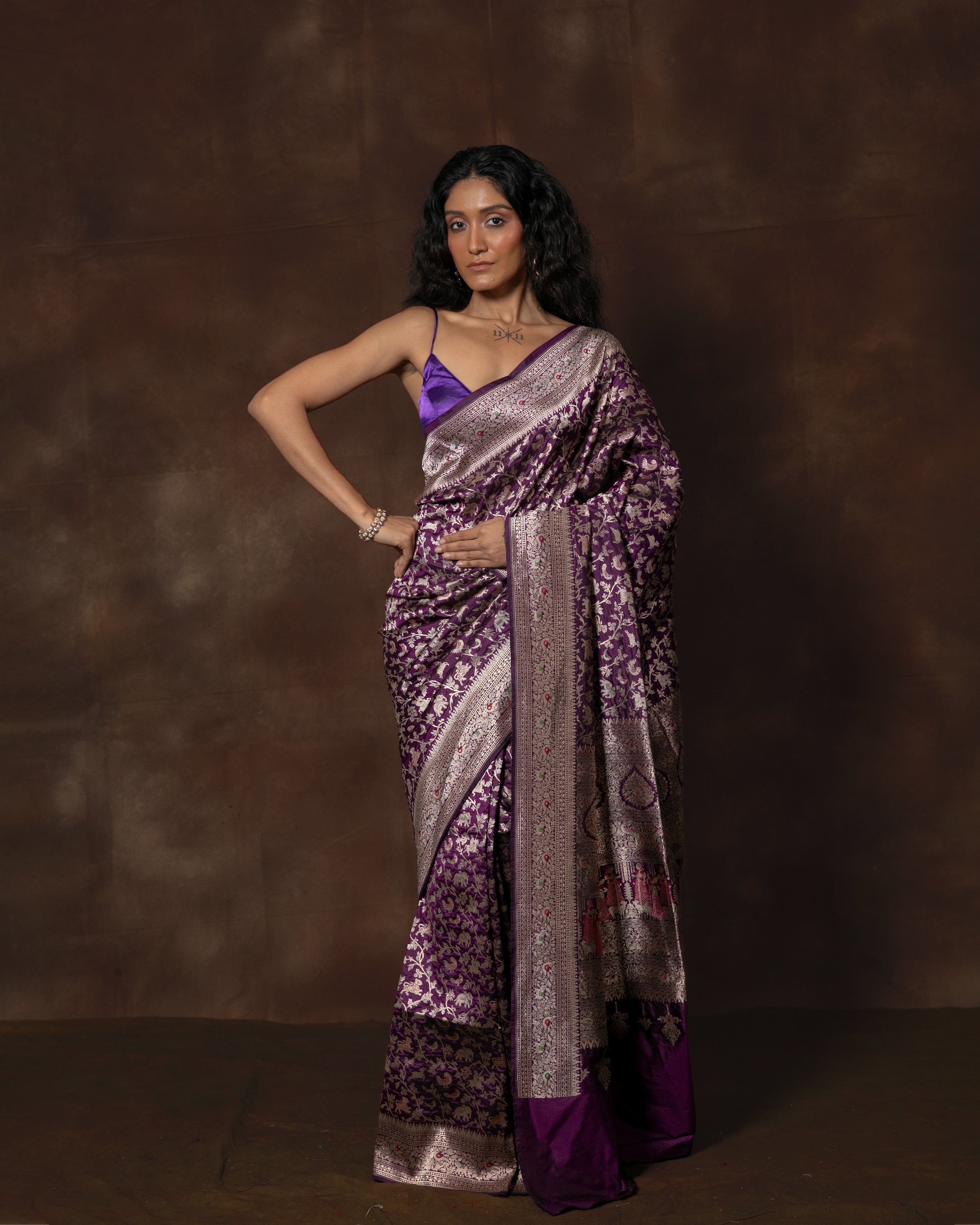 Purple Handwoven Banarasi Silk Saree
