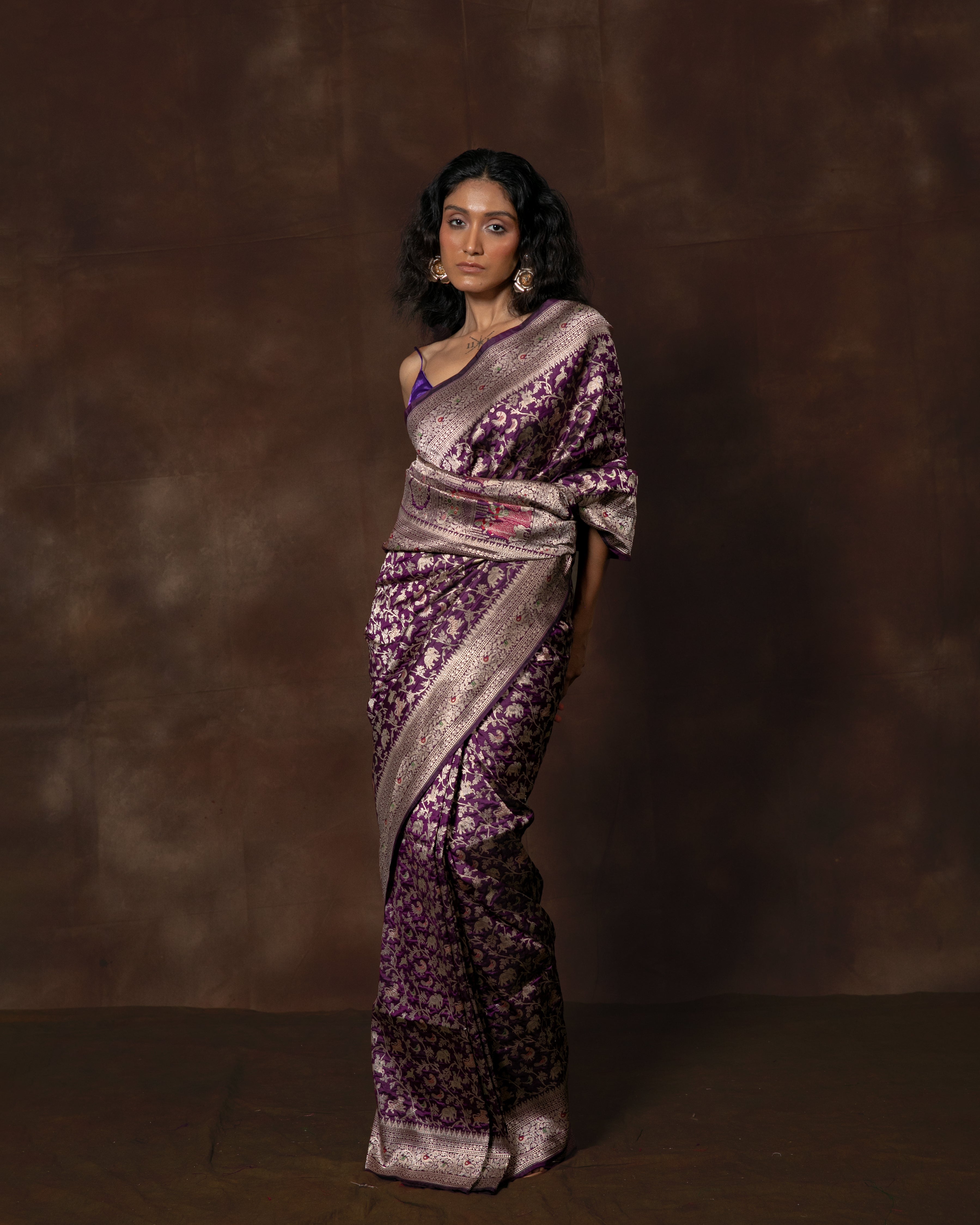 Purple Handwoven Banarasi Silk Saree