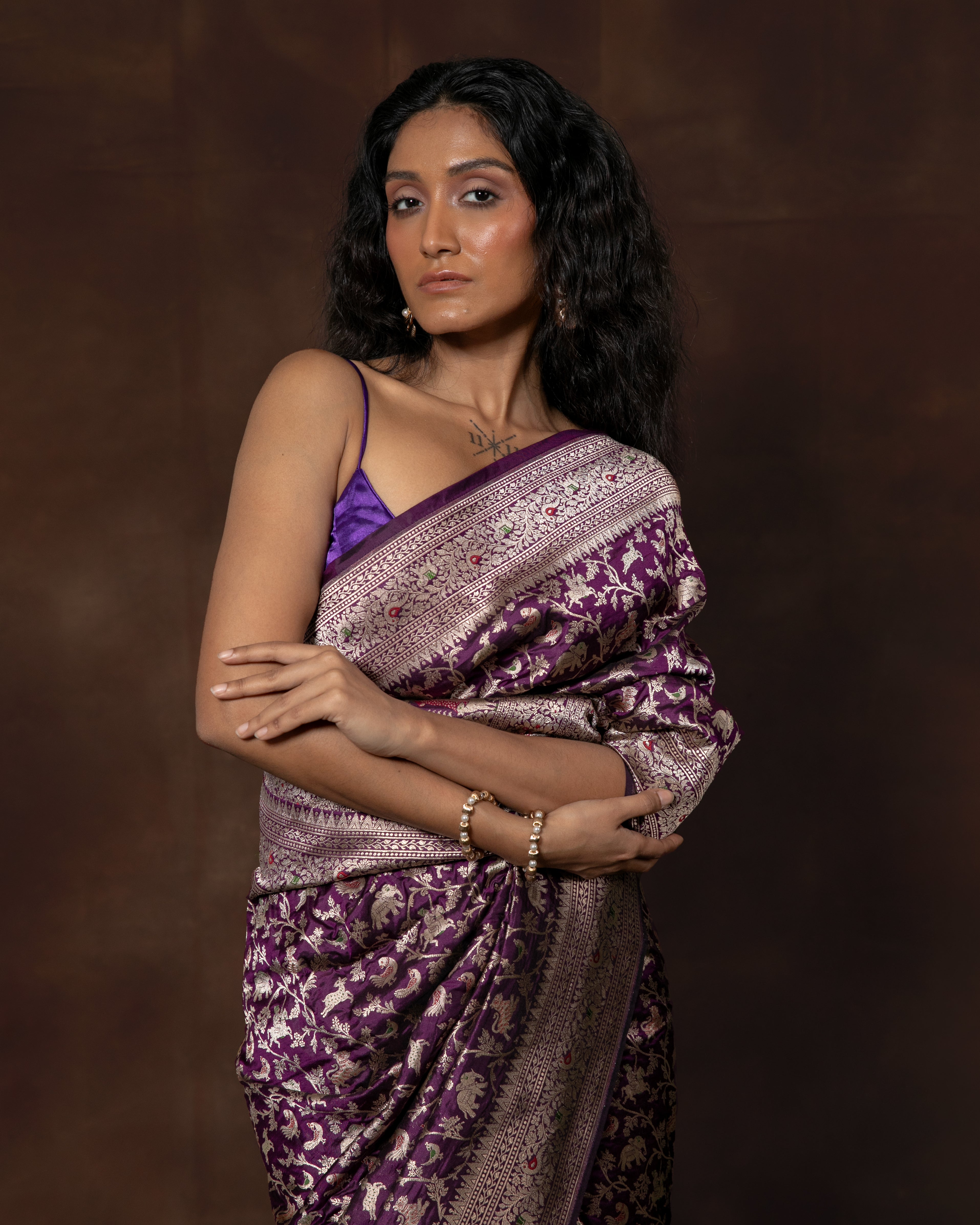 Purple Handwoven Banarasi Silk Saree