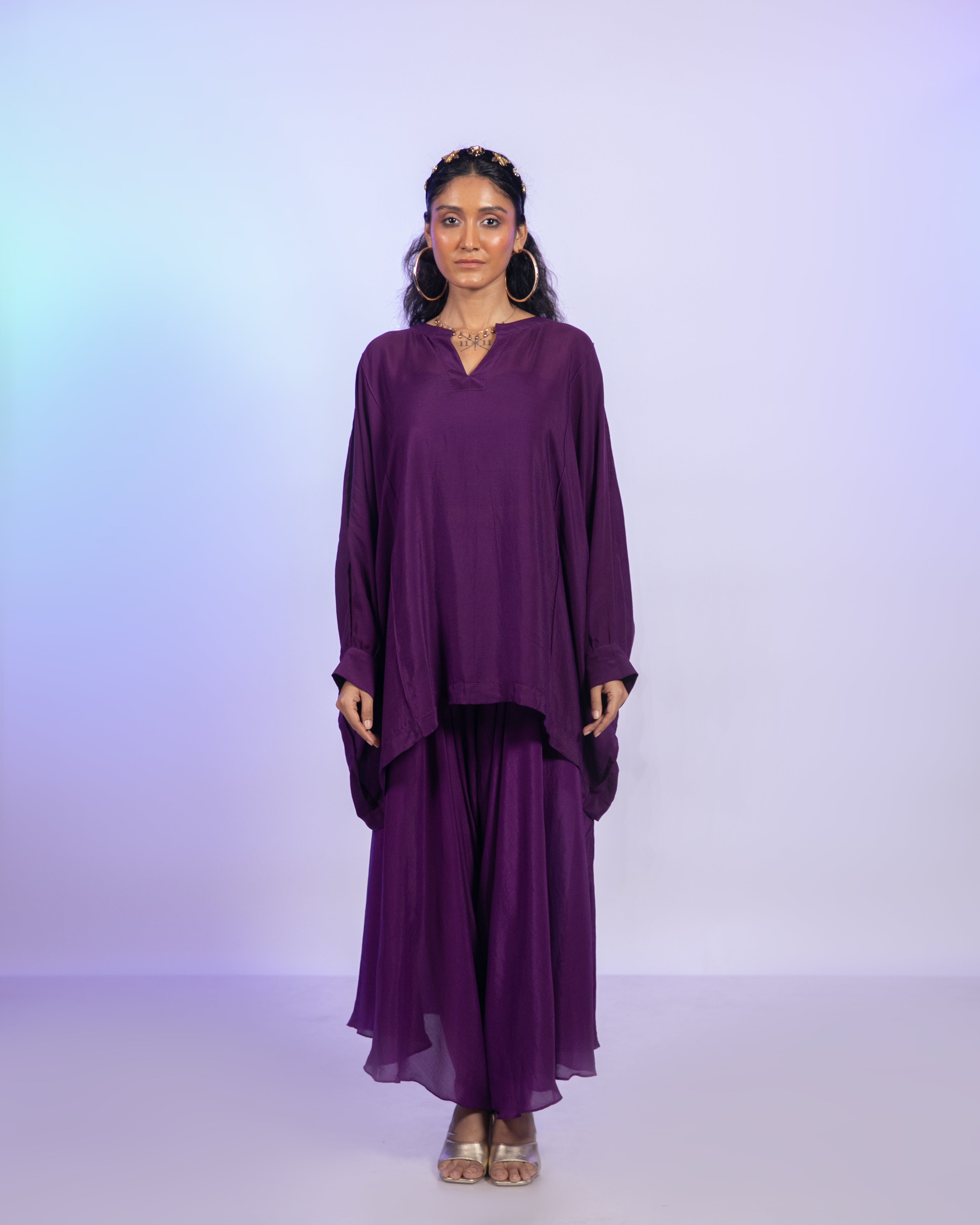 Purple Crepe Co-Ord Set