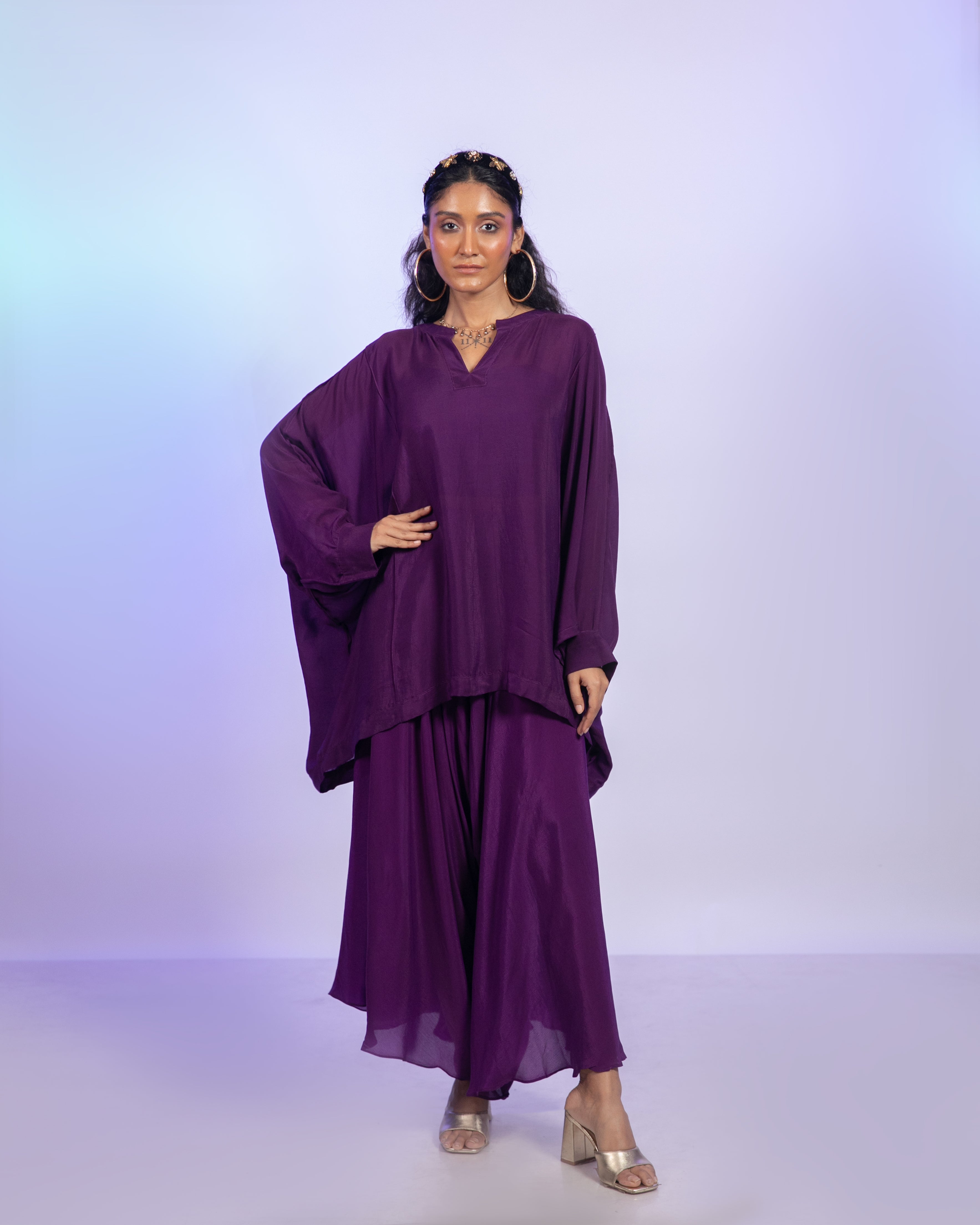 Purple Crepe Co-Ord Set
