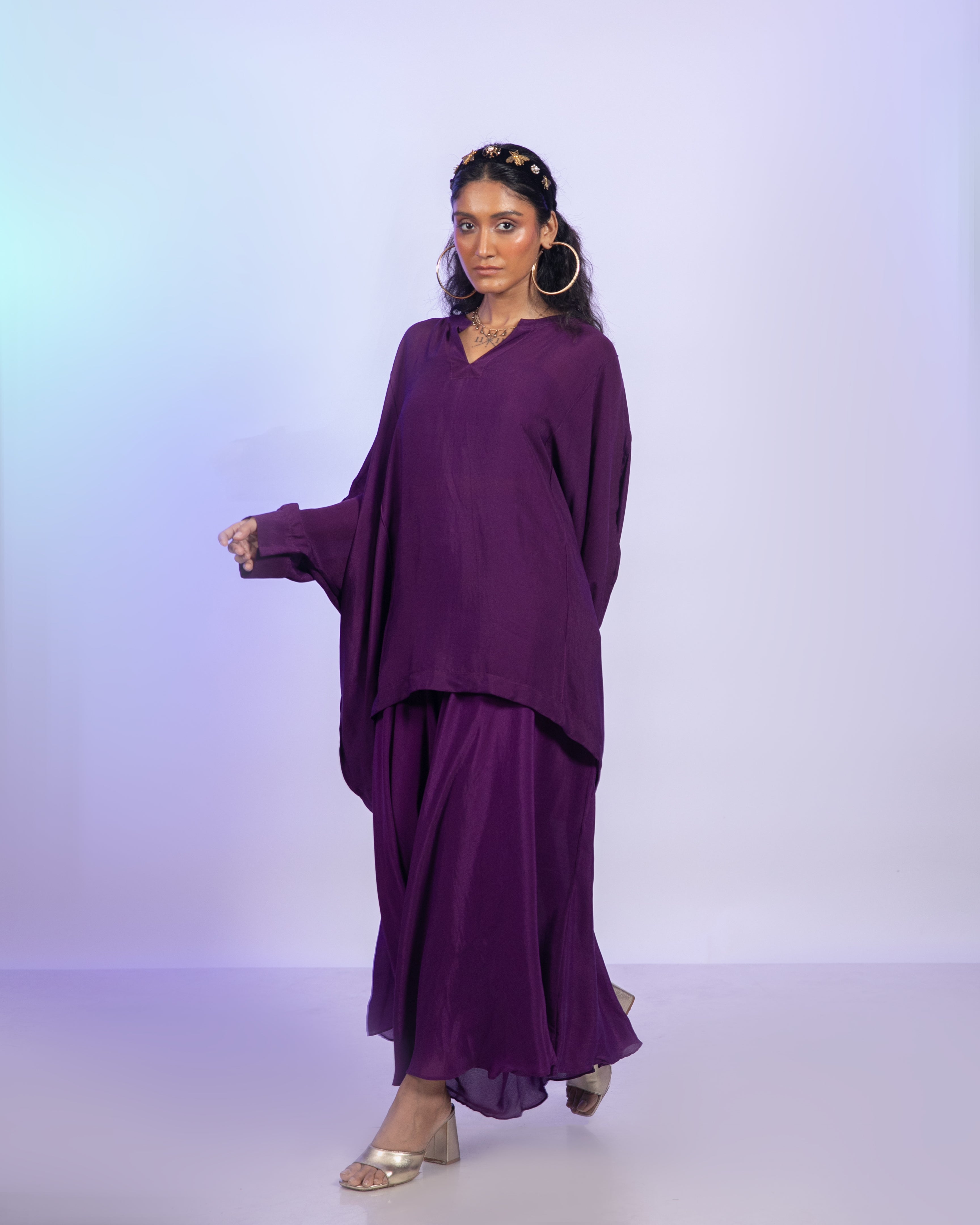 Purple Crepe Co-Ord Set