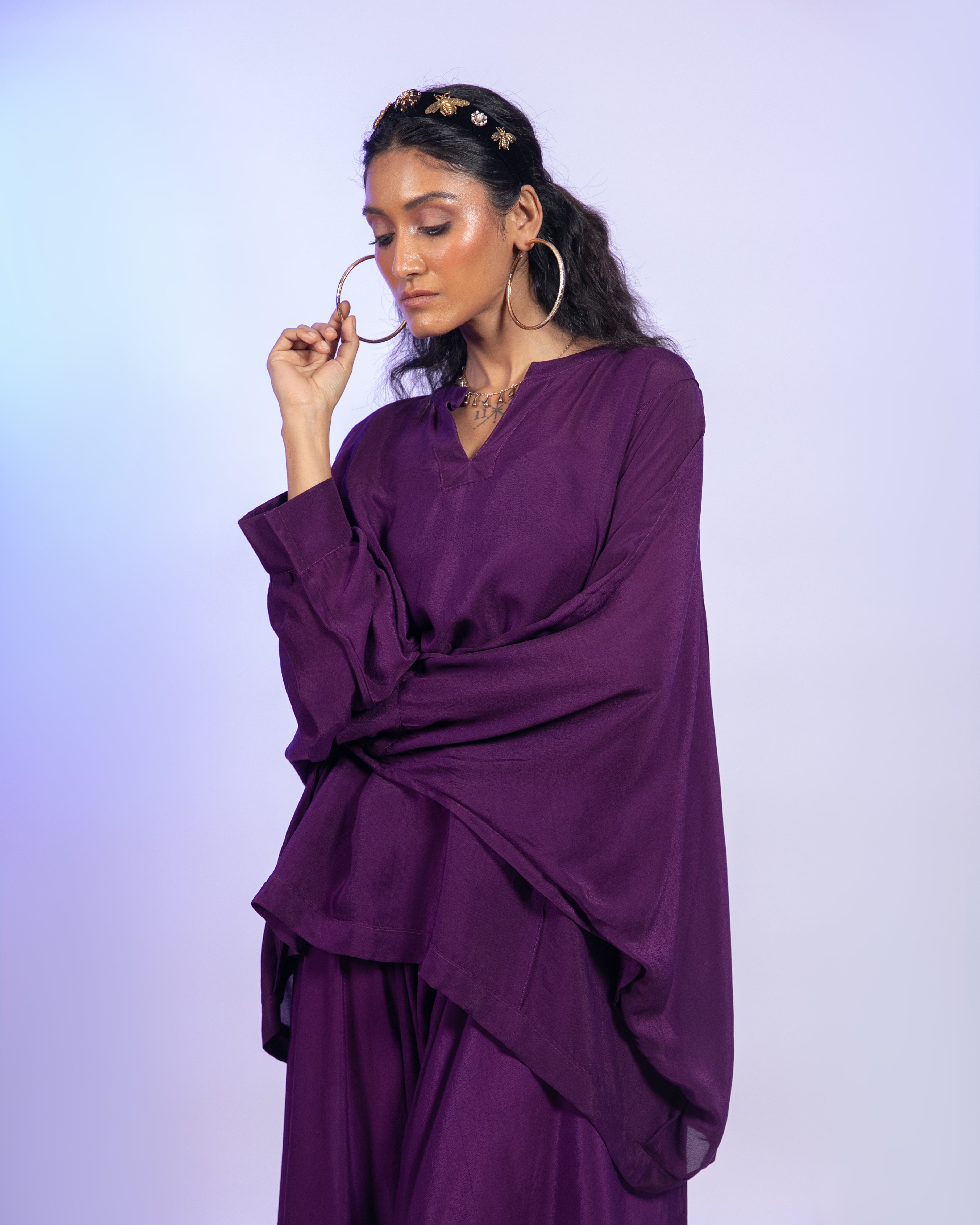 Purple Crepe Co-Ord Set